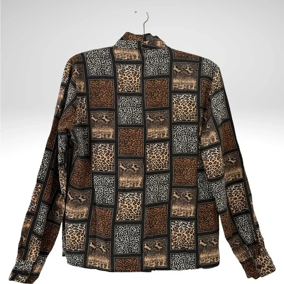 Elegant Patchwork Animal Print Blouse - Picture 2 of 3